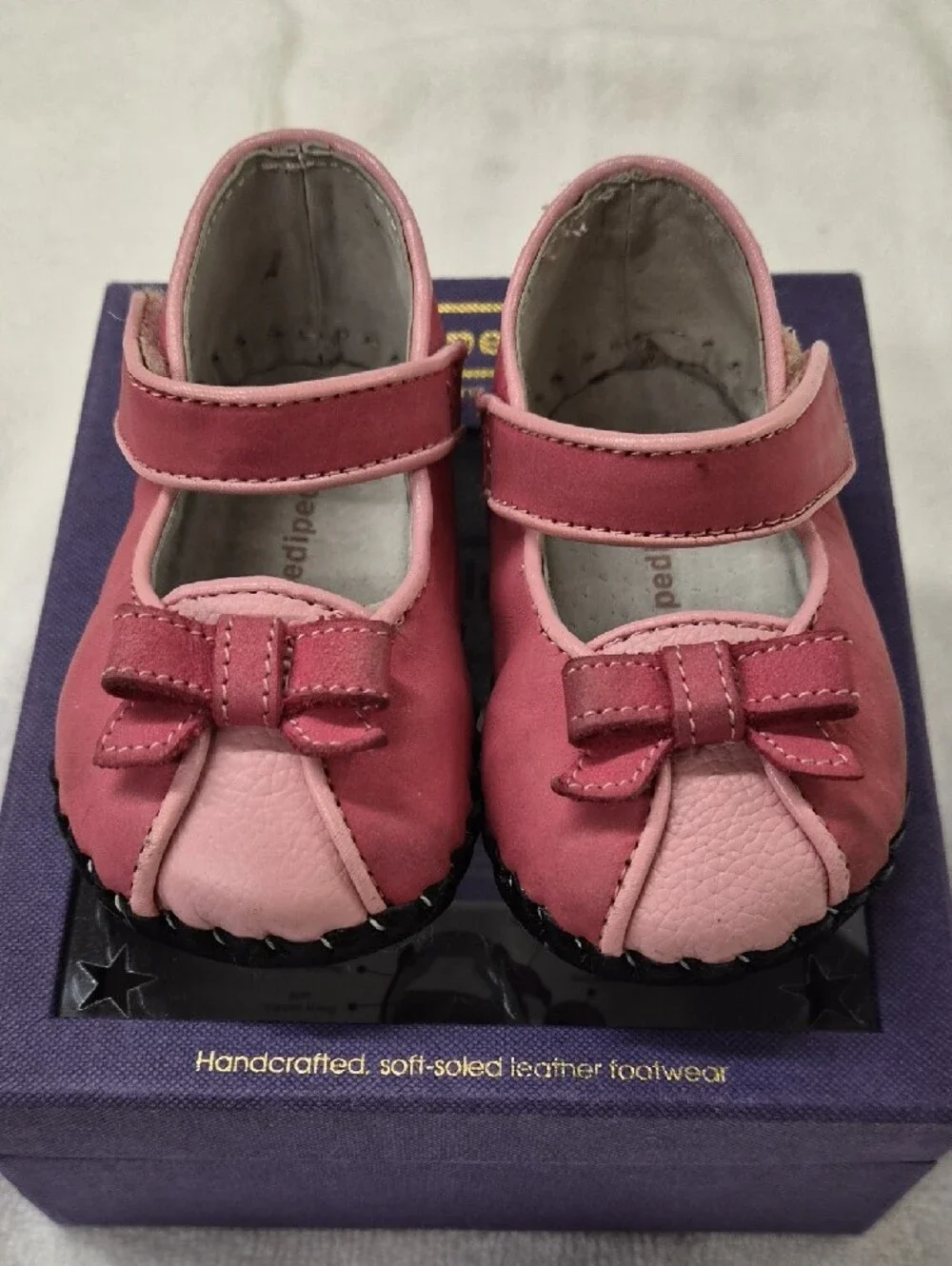 pediped Pink and Light Pink Mary Jane Leather Baby Shoes